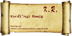 Korányi Remig névjegykártya